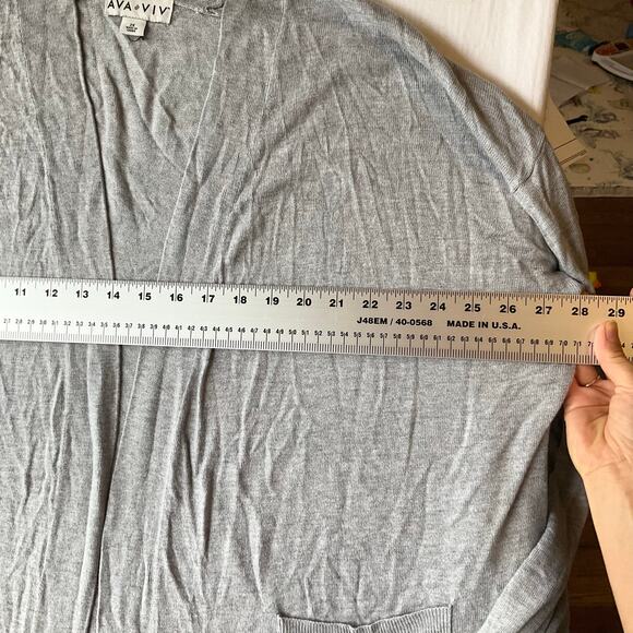 Ava & Viv Women Long Sleeve Open Front Knit Cardigan size 2XL, Gray - Picture 3 of 8